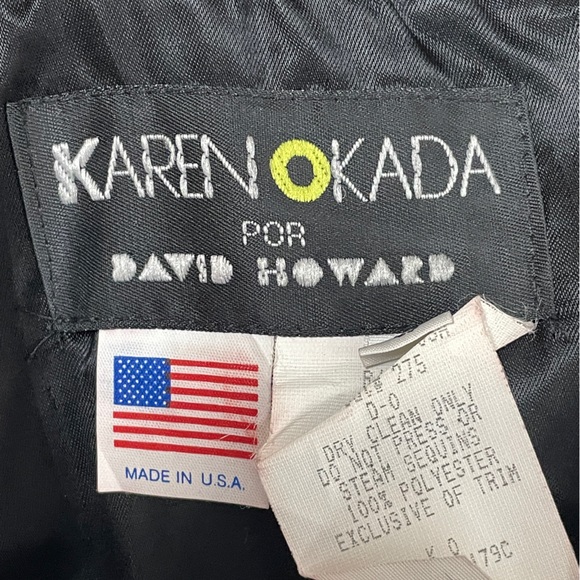 VTG 80s Karen Okada Beaded Embellished Mini Black Dress Sweetheart Strapless - Picture 9 of 11